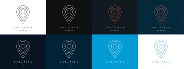 Location icons. Map pointer logos set. Pin on the map. Modern linear style. Vector illustration — Stock vektor