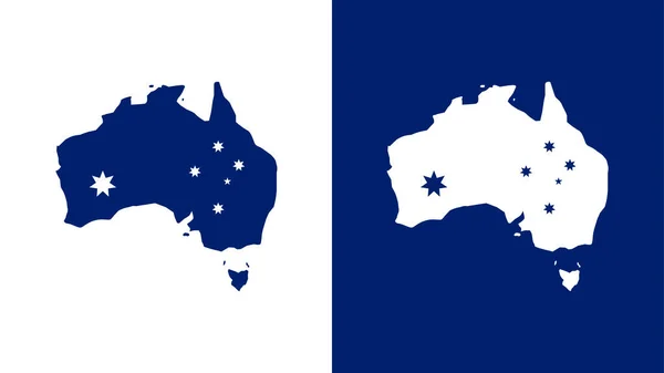 Avustralya Avustralya Kıtasının Silueti Ulusal Bayrak Unsurlarıyla Birlikte Vektör — Stok Vektör