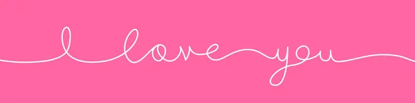 Love You Handwritten Lettering One Continuous Line Pink Background Valentine — Stock Vector