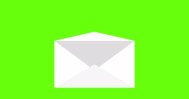 Aşk mesajı. Kırmızı kalpler zarftan uçar. Sevgililer Günü için kartpostal, doğum günü, düğün, anneler günü ya da 8 Mart. Tatil konsepti. 4K animasyon. Yeşil Ekran.