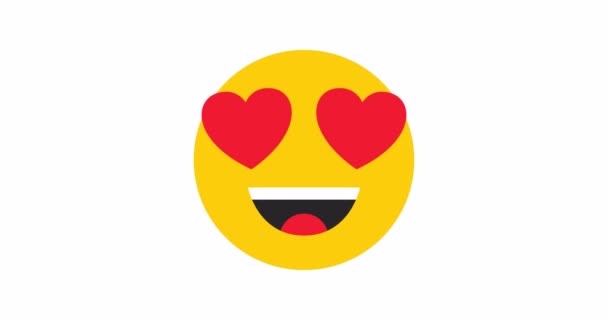 In amore emoji. Emoji con occhi amorevoli nella forma di cuori. Una gioiosa emoticon. Animazione 4K. Alfa chanel — Video Stock