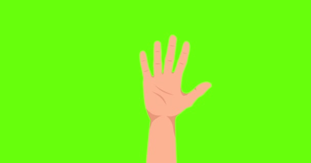 Grüße. Eine freundliche Hand. Der Mann winkt zur Begrüßung mit der Hand. 4K-Animation. Grüner Bildschirm — Stockvideo