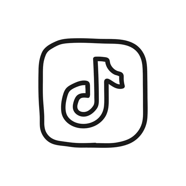 VINNITSA, UKRAINE - 18 HAZİRAN 2022: Tik Tok logosu elle çizildi. Çizim biçiminde TikTok simgesi.