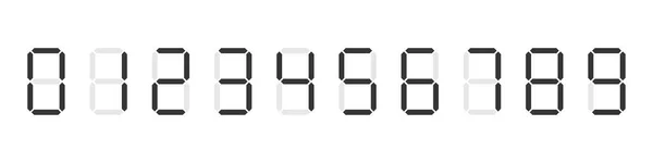 Een set digitale klokcijfers. Cijfers van een rekenmachine of elektronische teller. Vectorillustratie — Stockvector
