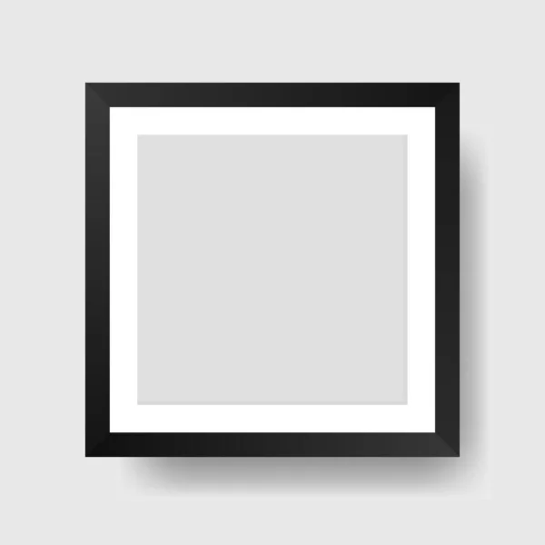 Realistic black photo frame with shadow. Mockup of frame for pictures and photos. Vector illustration — Stock Vector