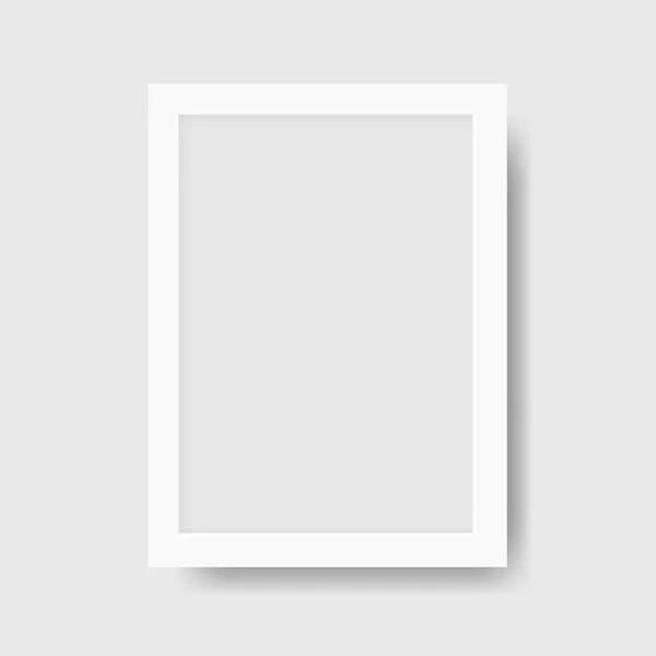 Realistic white photo frame with shadow. Mockup frame for paintings and photographs. Vector illustration — Stock Vector