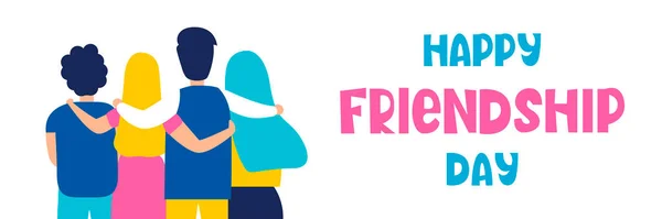Arkadaşlık Günü. Bir grup insan sarılıyor. Arkadaşlık, birlik ve sevgi kavramı. Vektör illüstrasyonu
