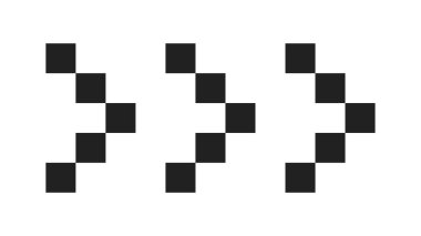 Piksel okları seti. Siyah imleç koleksiyonu. 8 bitlik işaretler. Vektör illüstrasyonu