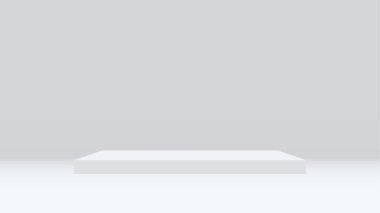 Üç boyutlu podyum. Gerçekçi boş platform. Yaya ya da sahne. Sunum için yer. Vektör illüstrasyonu