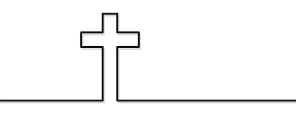 Християнський Хрест Одній Лінії Абстрактний Християнський Хрест Тінню Віра Ісуса — стоковий вектор