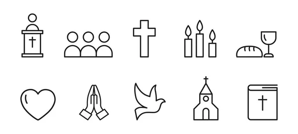 Χριστιανικές Εικόνες Έτοιμες Εκκλησία Και Θρησκευτικά Σύμβολα Πίστη Στον Ιησού — Διανυσματικό Αρχείο