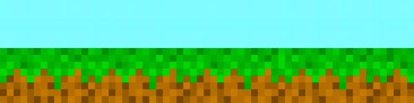 Pixel background. Video game background. Sky and earth. Vector illustration — стоковый вектор