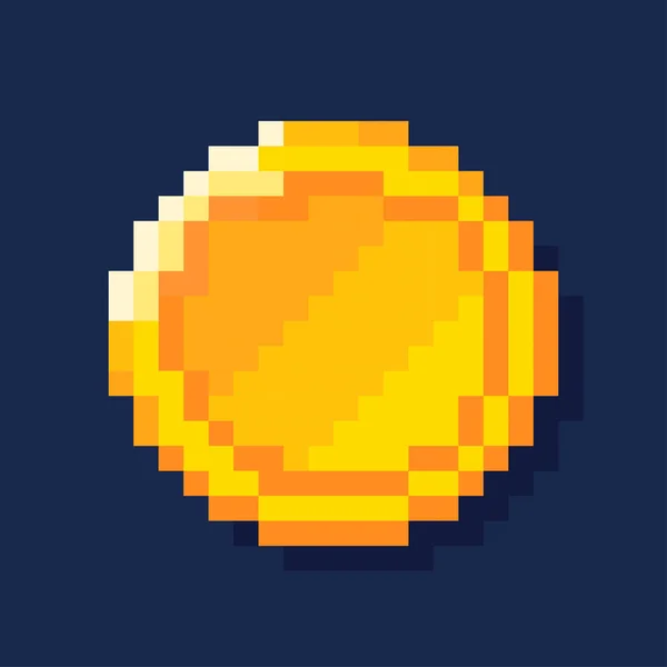 Pixel gold coin. 8-bit Retro video game style. Vector illustration — стоковый вектор