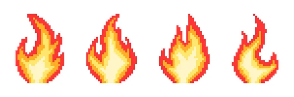 Pixel fire. Bonfire or flame. 8-bit. Explosion or fire concept. Video game style. Vector illustration — Vettoriale Stock