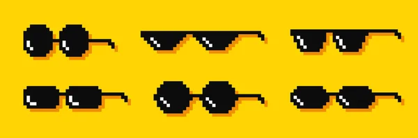 Pixel glasses. Meme. Bandit hit points. 8-bit. Video game style. Vector illustration — стоковый вектор