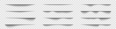 Gerçekçi gölgeler. Kağıt şeffaf gölgeler. Gölge örtüsü etkisi. Hatlar ayrılıyor. Hazır ol. Vektör illüstrasyonu