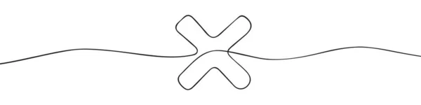 Долгая Линия Крест Значок Непрерывная Линия Векторная Иллюстрация — стоковый вектор