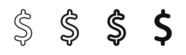 Dollar Icons Set Currency Concept Money Earnings Salary Vector Illustration — Stock Vector