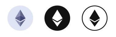 Ethereum kripto para birimi logosu. En iyi kripto para birimi logolarından biri. ETH. Editoryal vektör illüstrasyonu