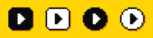 Набор Кнопок Воспроизведения Пикселей Видеоплеер Битный Стиль Видеоигры Векторная Иллюстрация — стоковый вектор