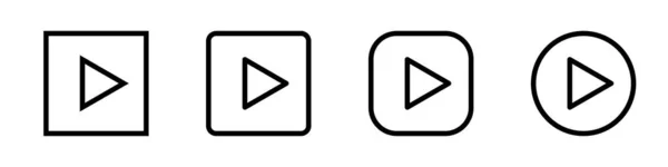 Düğme simgelerini oynat. Beyaz arkaplanda bir takım simgeler. Video ses oynatıcı. Vektör illüstrasyonu