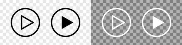 播放按钮图标 透明背景上的一组图标 视频音频播放器 矢量说明 — 图库矢量图片