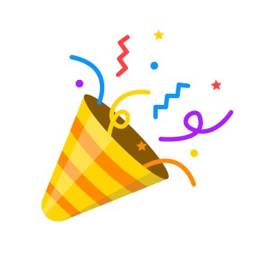 Parti ikonu. Parti ve tatil için konfeti. Vektör illüstrasyonu