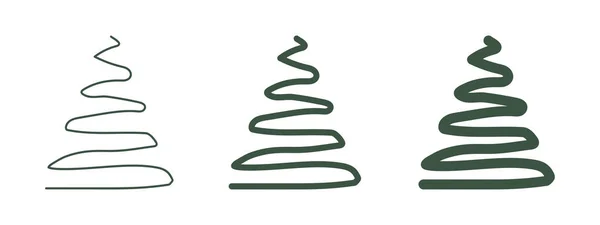 Χριστουγεννιάτικα Δέντρα Ζωγραφισμένα Σύνολο Αφηρημένων Χριστουγεννιάτικων Δέντρων Που Απομονώνονται Λευκό — Διανυσματικό Αρχείο