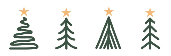 Noel ağaçları boyalı. Beyaz arka planda izole edilmiş soyut Noel ağaçları. Vektör illüstrasyonu