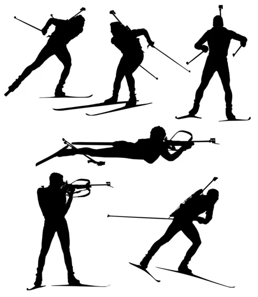 Biathlon Silhouette — Stock Vector