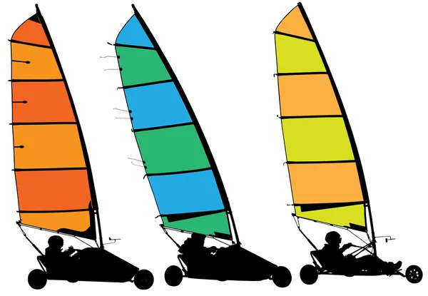 Blokart landsailing siluet — Stok Vektör