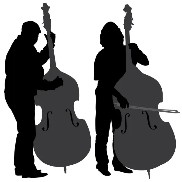 Bass Player Silhouette — Stock Vector