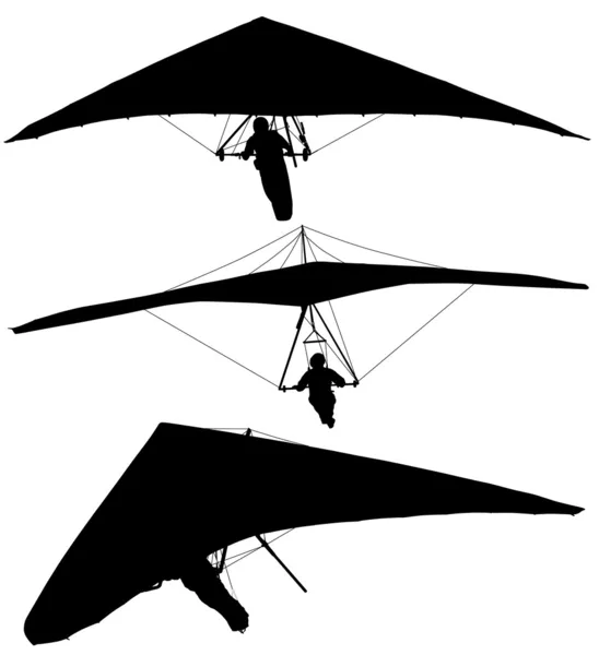 Hang zweefvliegtuig silhouet — Stockvector