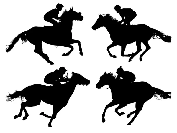 Silhouette de course de chevaux — Image vectorielle