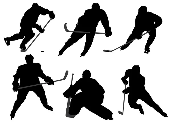 Silhouette giocatore di hockey su ghiaccio — Vettoriale Stock