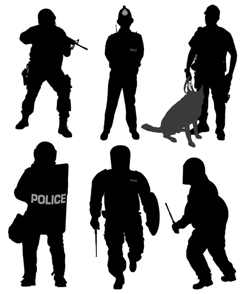 Polis siluet — Stok Vektör