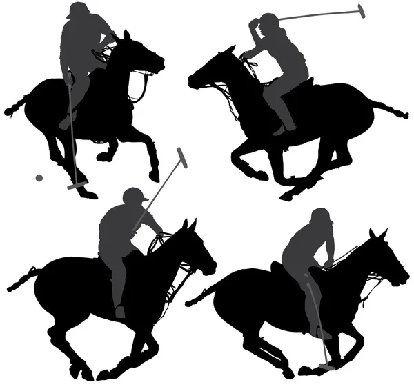 Polo speler silhouet — Stockvector