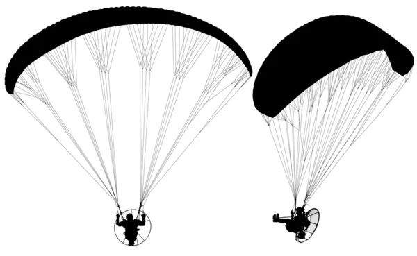 Parapente con silueta Paramotor — Vector de stock