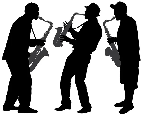 Sílhueta de jogador saxofone — Vetor de Stock