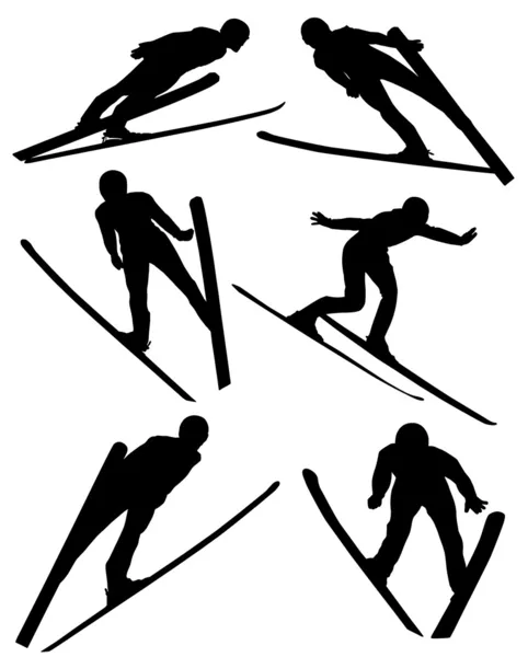 Ski Jumping Silhouette — Stock Vector