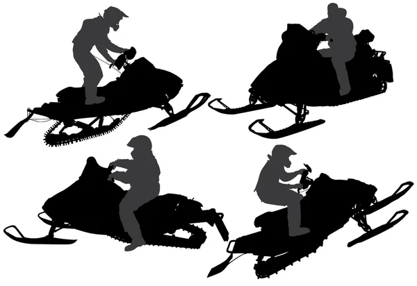 Snowmobiling Silhouette — Stock Vector