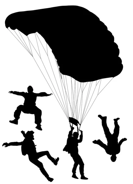 Parachutespringen silhouet — Stockvector