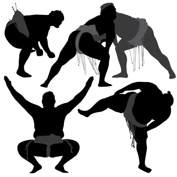 Silhouette de lutte Sumo — Image vectorielle