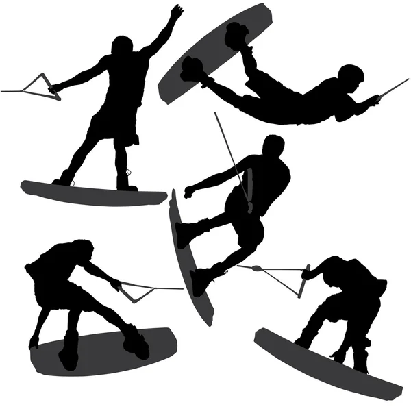 Wakeboarden silhouet — Stockvector