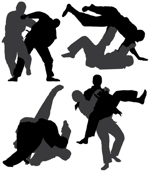 Judo silhouet — Stockvector