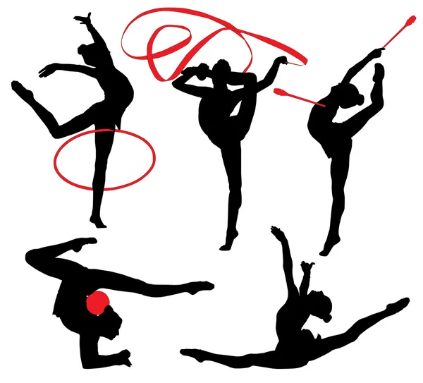 Ritmische gymnastiek silhouet — Stockvector