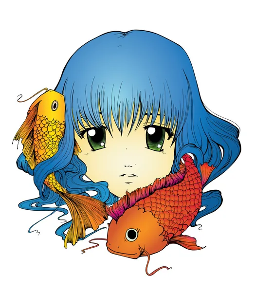 Fille de Koi — Image vectorielle