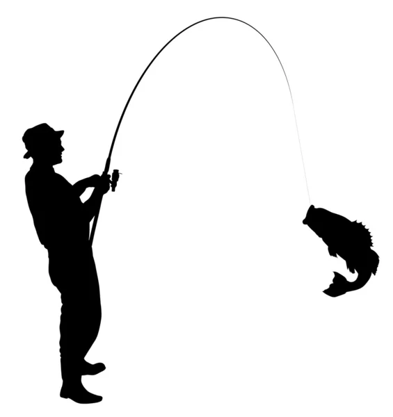 Silhouette di pesca — Vettoriale Stock