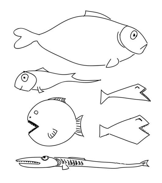 Humoristisk teckning fisk. — 图库矢量图片
