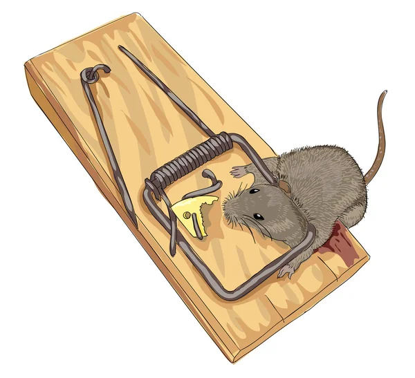 Maus in der Mausefalle. — Stockvektor